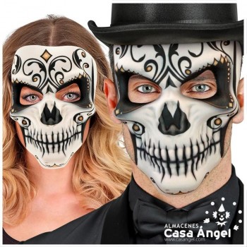 MÁSCARA DE TELA SEÑOR CATRÍN DÍA DE LOS MUERTOS CALAVERA MEXICANA