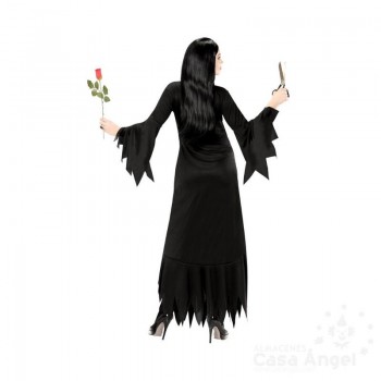 DISFRAZ MORTICIA VESTIDO NEGRO MUJER