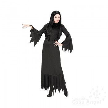 DISFRAZ MORTICIA VESTIDO NEGRO MUJER