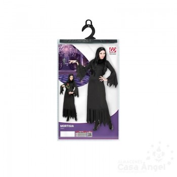 DISFRAZ MORTICIA VESTIDO NEGRO MUJER