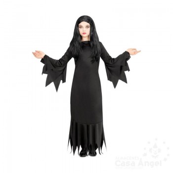 DISFRAZ MORTICIA VESTIDO NEGRO INFANTIL