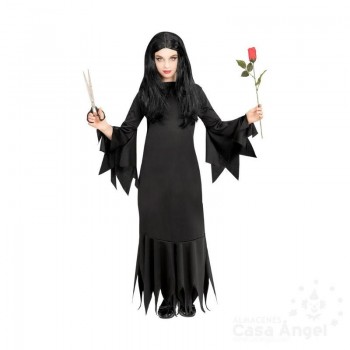 DISFRAZ MORTICIA VESTIDO NEGRO INFANTIL