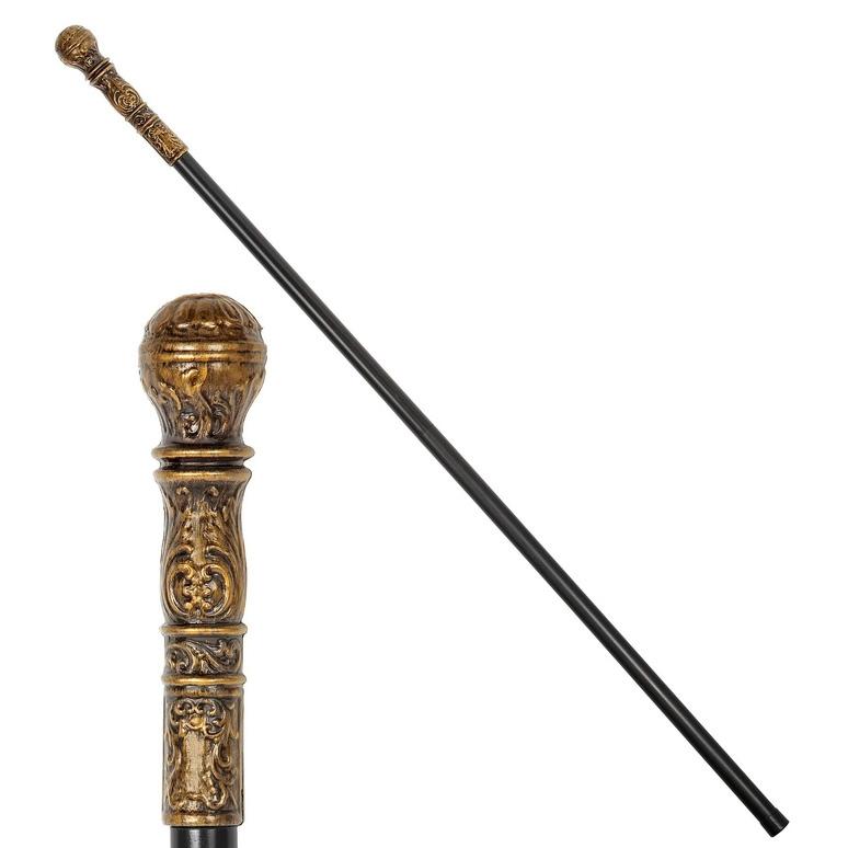 BASTÓN DESMONTABLE NEGRO Y DORADO 108cm