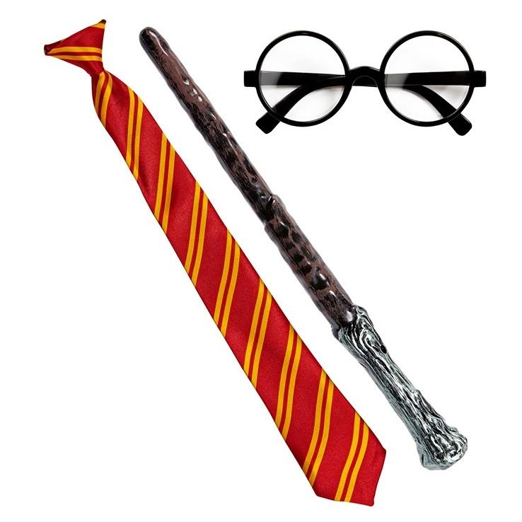 KIT APRENDIZ DE MAGO CON GAFAS CORBATA Y VARÍTA MÁGICA