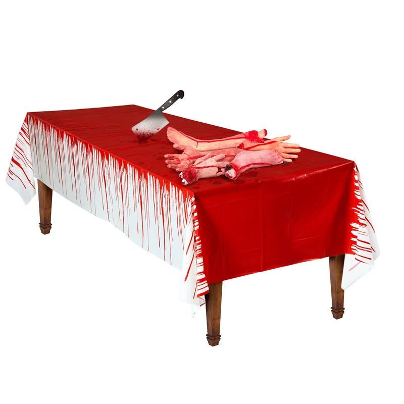 MANTEL ENSANGRENTADO ROJO BLANCO HALLOWEEN 137x275cm