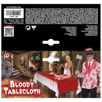 MANTEL ENSANGRENTADO ROJO BLANCO HALLOWEEN 137x275cm