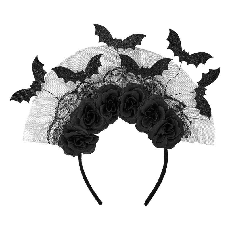 DIADEMA MURCIÉLAGOS ROSAS NEGRAS HALLOWEEN