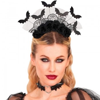 DIADEMA MURCIÉLAGOS ROSAS NEGRAS HALLOWEEN