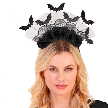 DIADEMA MURCIÉLAGOS ROSAS NEGRAS HALLOWEEN
