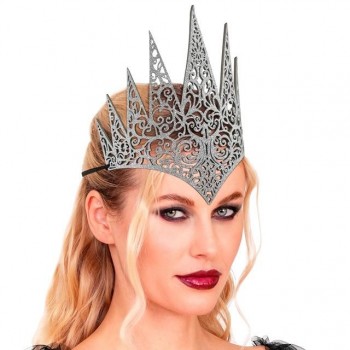 TIARA DE REY O REINA DE HIELO COLOR PLATA
