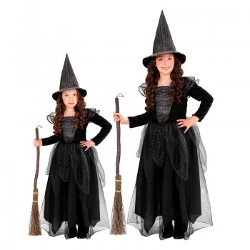 DISFRAZ BRUJA NEGRA CON VESTIDO Y SOMBRERO