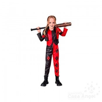 DISFRAZ ARLEQUÍN MALVADO NEGRO Y ROJO INFANTIL