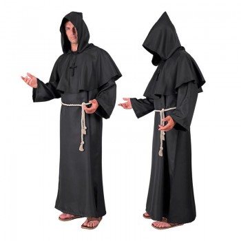 DISFRAZ DE MONJE OSCURO CON TÚNICA CAPUCHA Y ACCESORIOS