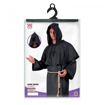DISFRAZ DE MONJE OSCURO CON TÚNICA CAPUCHA Y ACCESORIOS