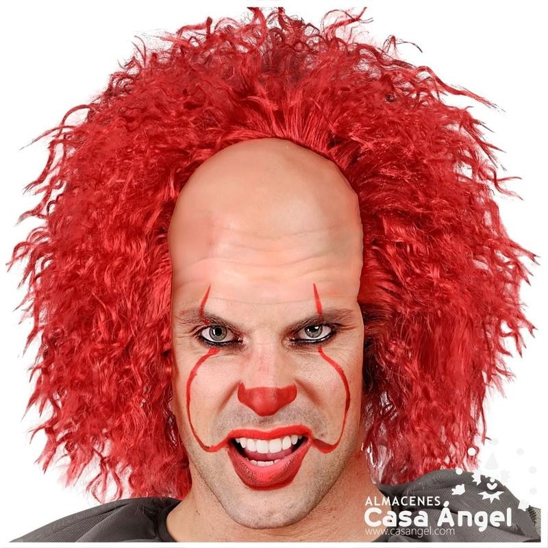 PELUCA DE PAYASO VINTAGE TERRORÍFICO CON PELO ROJO