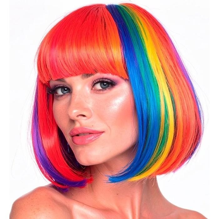 PELUCA BOB CON FLECO EN COLORES DEL ARCOÍRIS