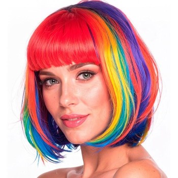 PELUCA BOB CON FLECO EN COLORES DEL ARCOÍRIS
