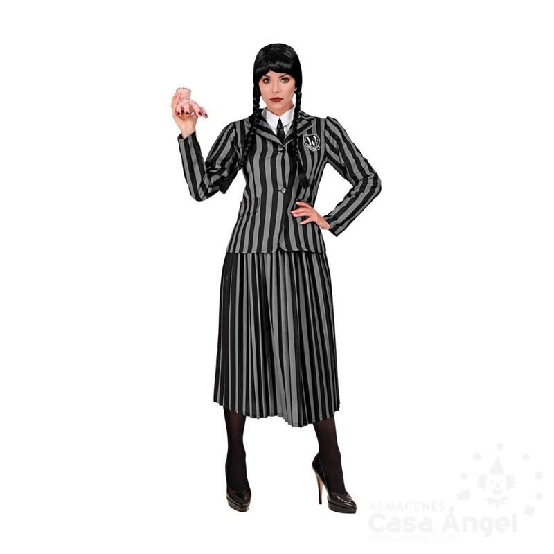 DISFRAZ DE MIÉRCOLES ADDAMS UNIFORME A RAYAS ADULTO