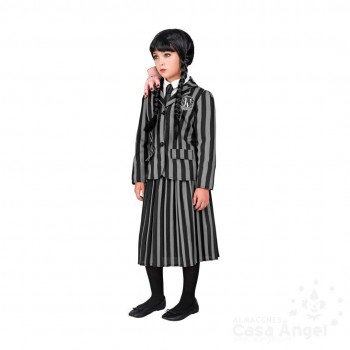 DISFRAZ DE MIÉRCOLES ADDAMS UNIFORME A RAYAS INFANTIL