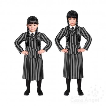 DISFRAZ DE MIÉRCOLES ADDAMS UNIFORME A RAYAS INFANTIL