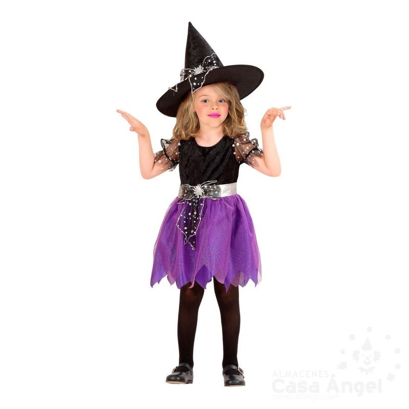 DISFRAZ DE BRUJA Y SOMBRERO INFANTIL