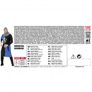 CABALLERO MEDIEVAL AZUL ADULTO HOMBRE