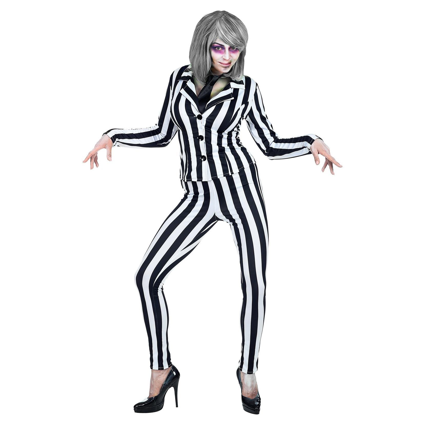 DISFRAZ DE FANTASMA BEETLEJUICE MUJER A RAYAS