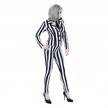 DISFRAZ DE FANTASMA BEETLEJUICE MUJER A RAYAS