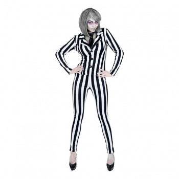 DISFRAZ DE FANTASMA BEETLEJUICE MUJER A RAYAS