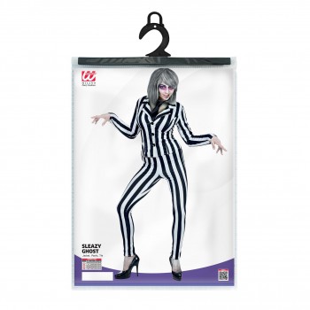 DISFRAZ DE FANTASMA BEETLEJUICE MUJER A RAYAS