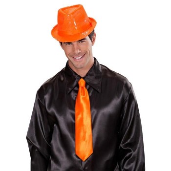 CORBATA DE SATÉN COLOR NARANJA NEÓN