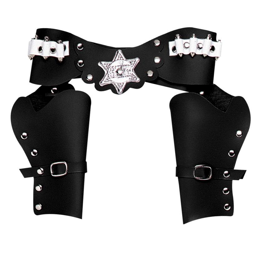 CINTURÓN VAQUERO DELUXE ESTRELLA SHERIFF NEGRO CARNAVAL
