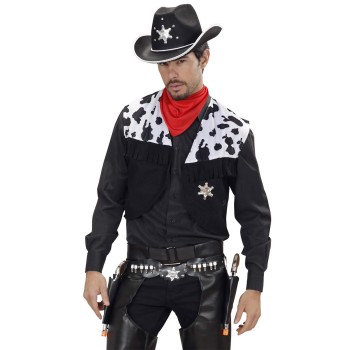 CINTURÓN VAQUERO DELUXE ESTRELLA SHERIFF NEGRO CARNAVAL
