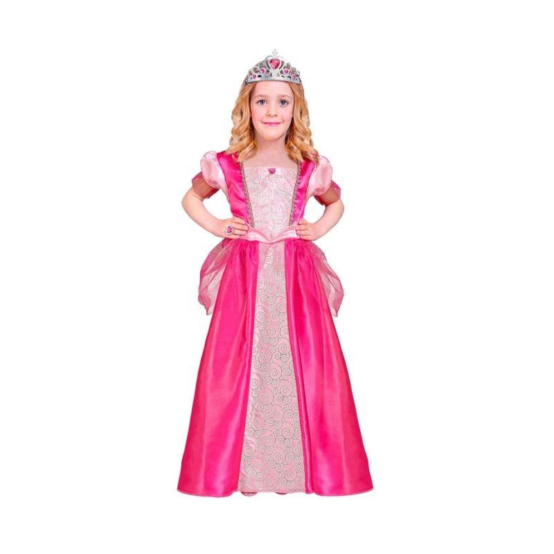DISFRAZ DE PRINCESA ROSA CON TIARA PARA NIÑA