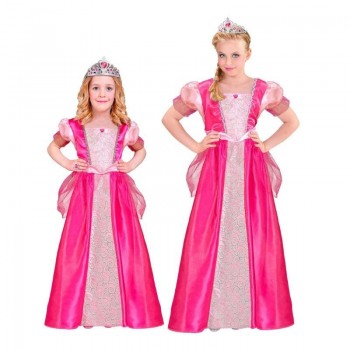DISFRAZ DE PRINCESA ROSA CON TIARA PARA NIÑA