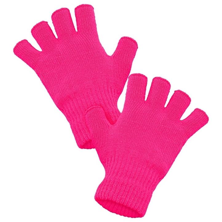 GUANTES SIN DEDOS ROSA FLUORESCENTE ADULTO