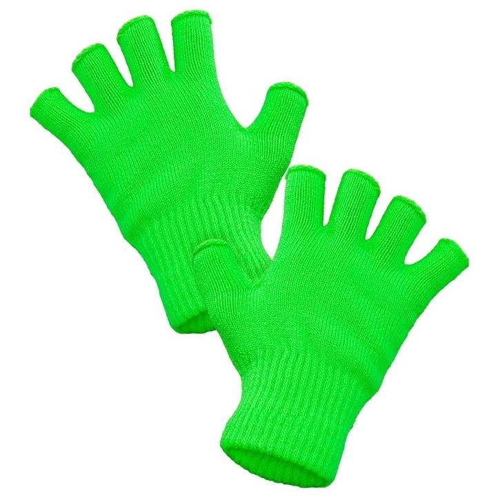 GUANTES SIN DEDOS VERDE FLUORESCENTE ADULTO