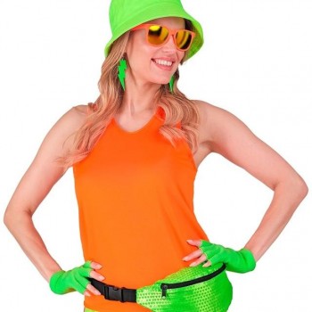 GUANTES SIN DEDOS VERDE FLUORESCENTE ADULTO