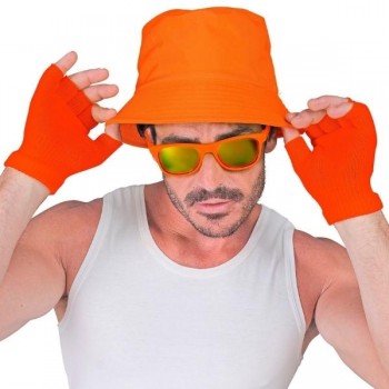 GUANTES SIN DEDOS NARANJA FLUORESCENTE ADULTO