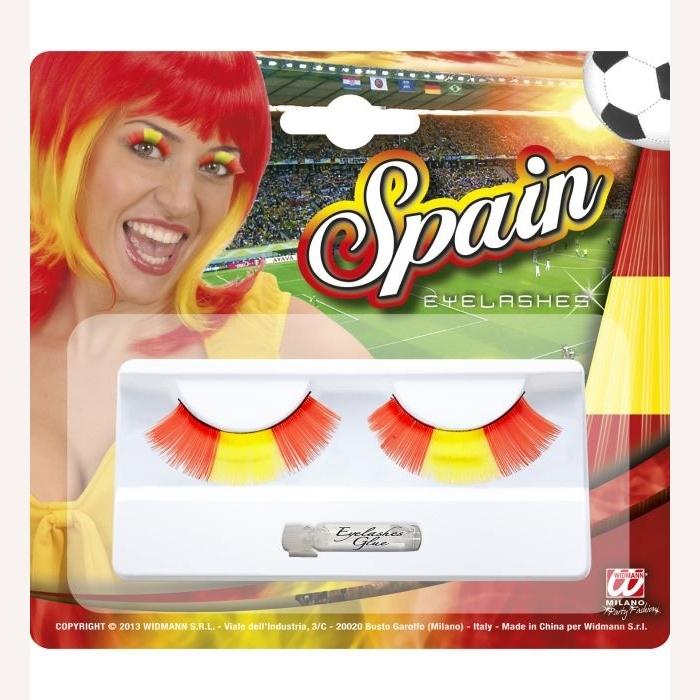 PESTAÑAS EN COLORES DE LA BANDERA DE ESPAÑA CON PEGAMENTO
