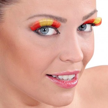 PESTAÑAS EN COLORES DE LA BANDERA DE ESPAÑA CON PEGAMENTO