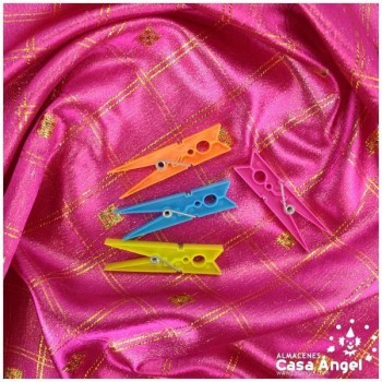 BROCADO LAMÉ DE CUADROS FUCSIA SERIE CORONA 112cm