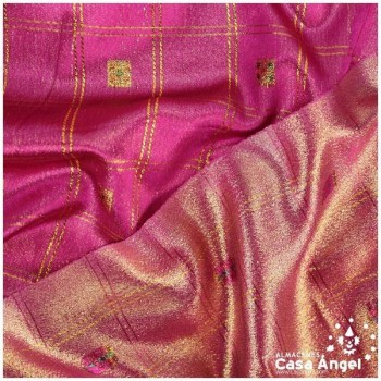BROCADO LAMÉ DE CUADROS FUCSIA SERIE CORONA 112cm