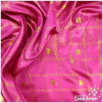BROCADO LAMÉ DE CUADROS FUCSIA SERIE CORONA 112cm