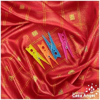 BROCADO LAMÉ DE CUADROS ROJO SERIE CORONA 112cm