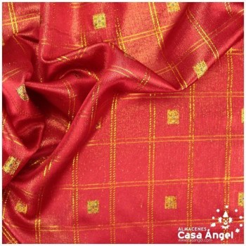 BROCADO LAMÉ DE CUADROS ROJO SERIE CORONA 112cm