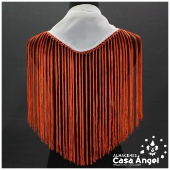 PAÑOLETA INFANTIL BLANCA CON FLECOS NARANJA