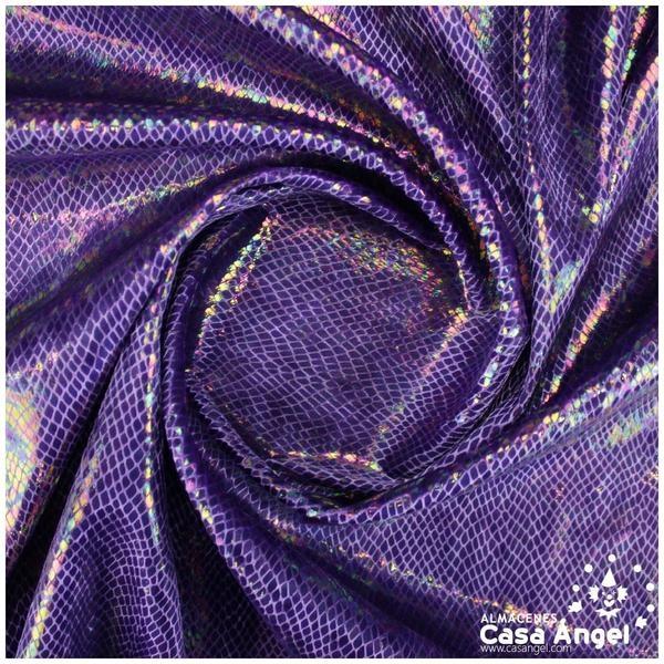 TERCIOPELO MORADO ESTAMPADO DE SERPIENTE TORNASOL SERIE MAPANÁ 150cm