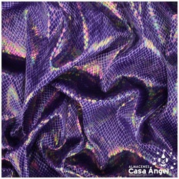 TERCIOPELO MORADO ESTAMPADO DE SERPIENTE TORNASOL SERIE MAPANÁ 150cm