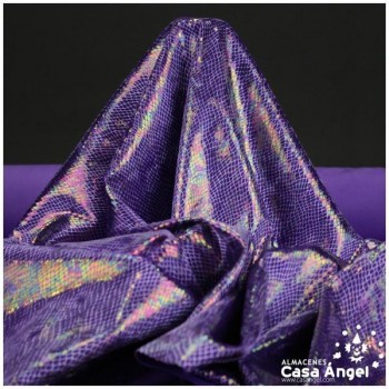 TERCIOPELO MORADO ESTAMPADO DE SERPIENTE TORNASOL SERIE MAPANÁ 150cm